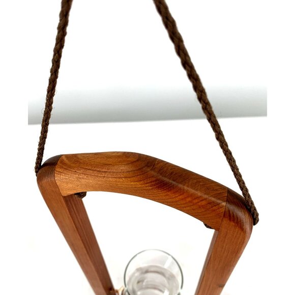 Wood and Glass Terrarium Starter Hanging Vase Plants Succulent Cactus 14" - Picture 9 of 10